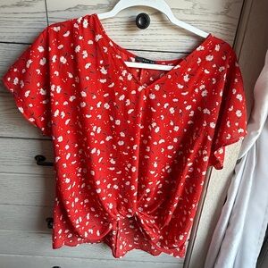 West Kei Red Floral Blouse